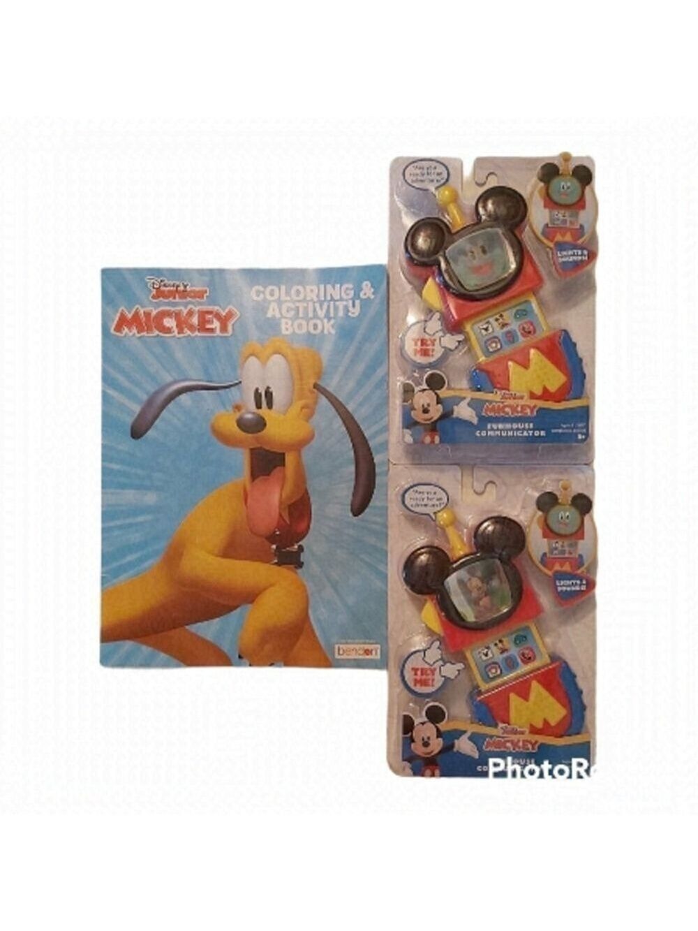 DISNEY Junior Coloring & Activity Book With 2 Toy Mickey Mouse Walkie Talkies